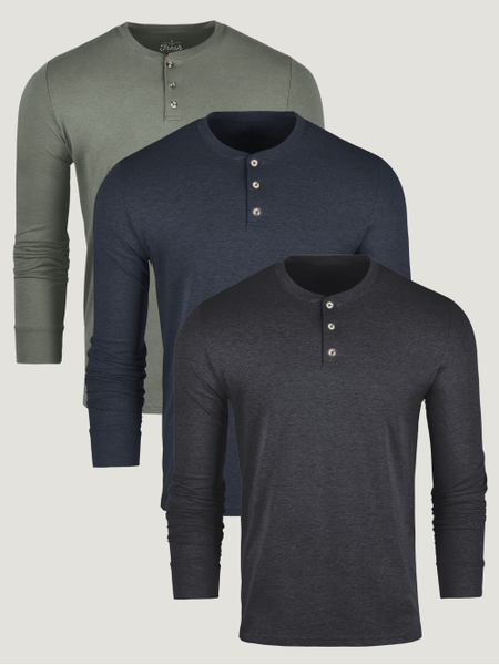 Foundation Long Sleeve Henley 3-Pack | Fresh Clean Threads